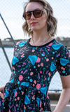 Rebel Romance Midi Dress in Floral Jellyfish Print detail