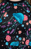 Rebel Romance Midi Dress in Floral Jellyfish Print detail