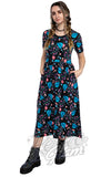 Rebel Romance Midi Dress in Floral Jellyfish Print blue pink