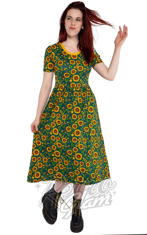 Rebel Romance Midi Dress in Sunflower Print