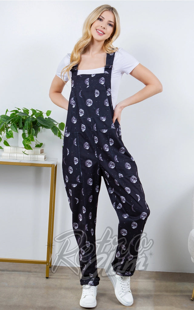 LA Soul Overalls in Moon Phases Print - S - 3XL