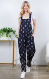 LA Soul Overalls in Moon Phases Print novelty print