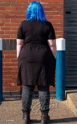 Rebel Romance Short Smock T-Shirt Dress in Black plus sized back