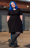 Rebel Romance Short Smock T-Shirt Dress in Black plus sized