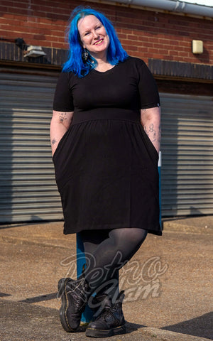 Rebel Romance Short Smock T-Shirt Dress in Black plus sized