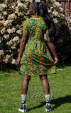 Rebel Romance Short Smock T-Shirt Dress in Sunflower Print back