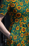 Rebel Romance Short Smock T-Shirt Dress in Sunflower Print pocket