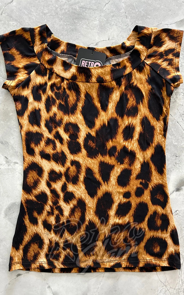 Retrolicious Boat Neck Top in Leopard