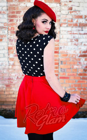 Retrolicious Boat Neck Top in Black & White Polka Dot back