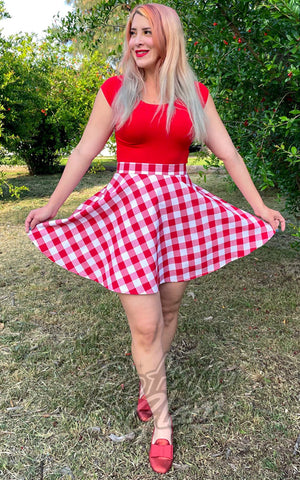 Retrolicious Boat Neck Top in Red model