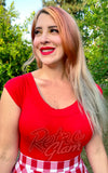 Retrolicious Boat Neck Top in Red