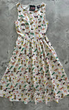 Retrolicious Midi Dress in White Carousel Print