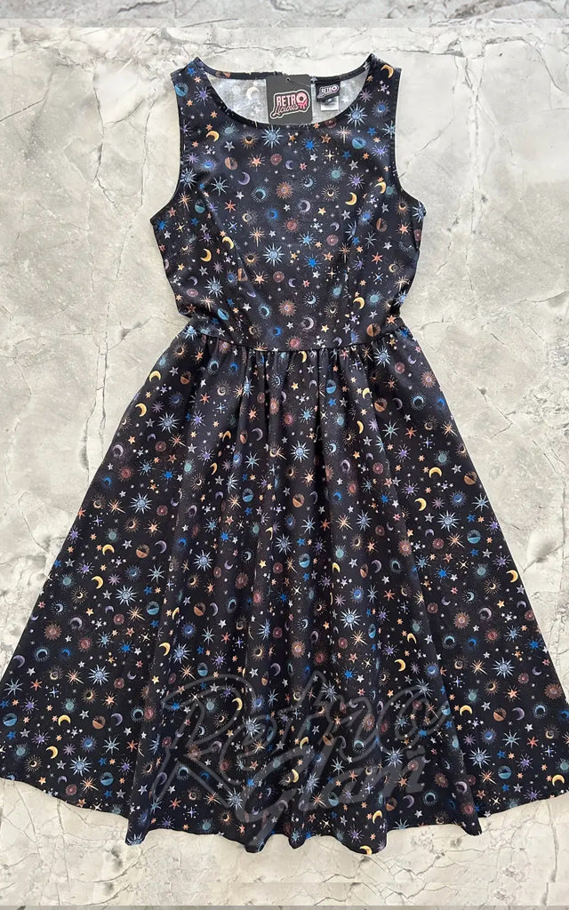 Retrolicious Midi Dress in Celestial Print