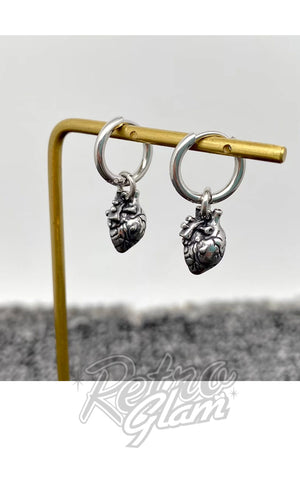 Anatomical Heart Stainless Steel Huggie Earrings