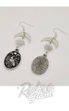 Crescent Moon, Star & Crow Pendant Earrings back