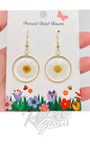 Leucanthemum Paludosum Dried Flower Circle Earrings