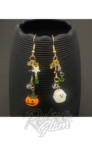 Pumpkin & Ghost Charm Dangle Earrings