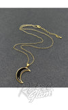 Black Crescent Moon with Dried Flowers Necklace back