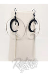 Silver Circle & Sword Earrings with Moon