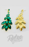 Green Rhinestone Peacock Earrings vintage style