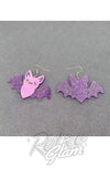 Purple bat earrings