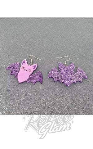 Purple bat earrings