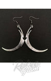 Large Sickle Silver Tone Earrings