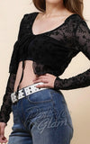 SK Floral Mesh Bolero in Black detail