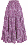 SK Elastic Waist Tiered Maxi Skirt in Magenta Floral cad back