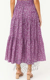 SK Elastic Waist Tiered Maxi Skirt in Magenta Floral back