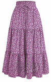 SK Elastic Waist Tiered Maxi Skirt in Magenta Floral cad