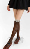Lace Trim Knee High Socks black 