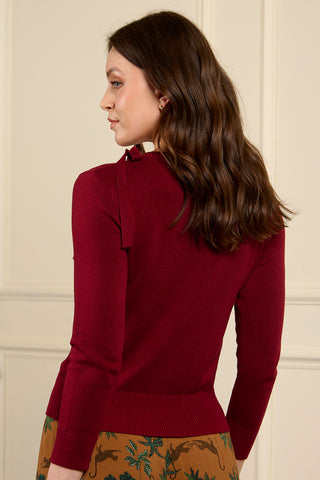 Banned Bella Bow Jumper in Burgundy back
