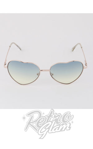 Wire Heart Pastel Tint Sunglasses blue