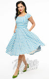 Magnolia Place Anna Dress in Blue Floral Gingham swing