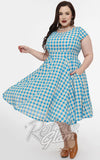 Magnolia Place Anna Dress in Blue Floral Gingham plus sized