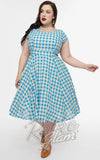 Magnolia Place Anna Dress in Blue Floral Gingham curvy