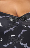 Unique Vintage Bats & Moons Long Sleeved Dress detail