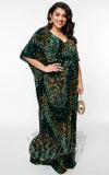 Unique Vintage Burton Caftan Dress in Green & Gold Sequin christmas