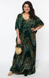 Unique Vintage Burton Caftan Dress in Green & Gold Sequin 70s