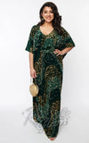 Unique Vintage Burton Caftan Dress in Green & Gold Sequin