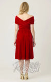 Unique Vintage Crossover Bust Swing Dress in Burgundy Velvet back