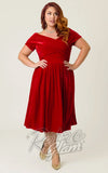 Unique Vintage Crossover Bust Swing Dress in Burgundy Velvet curvy pinup