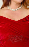 Unique Vintage Crossover Bust Swing Dress in Burgundy Velvet curvy detail