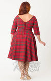Unique Vintage 1950's Devon Swing Dress in Red Plaid plus sized back