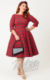 Unique Vintage 1950's Devon Swing Dress in Red Plaid rockabilly
