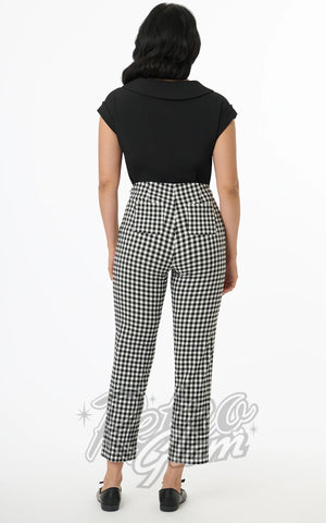 Unique Vintage Cigarette Pants in B & W Gingham back