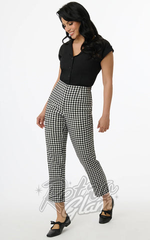 Unique Vintage Cigarette Pants in B & W Gingham