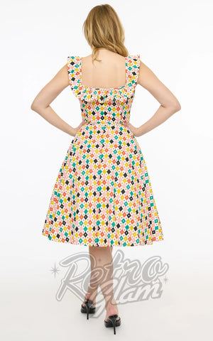 Magnolia Place Barbara Dress in Multicolour Harlequin Print back