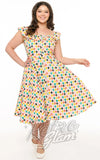 Magnolia Place Barbara Dress in Multicolour Harlequin Print curvy